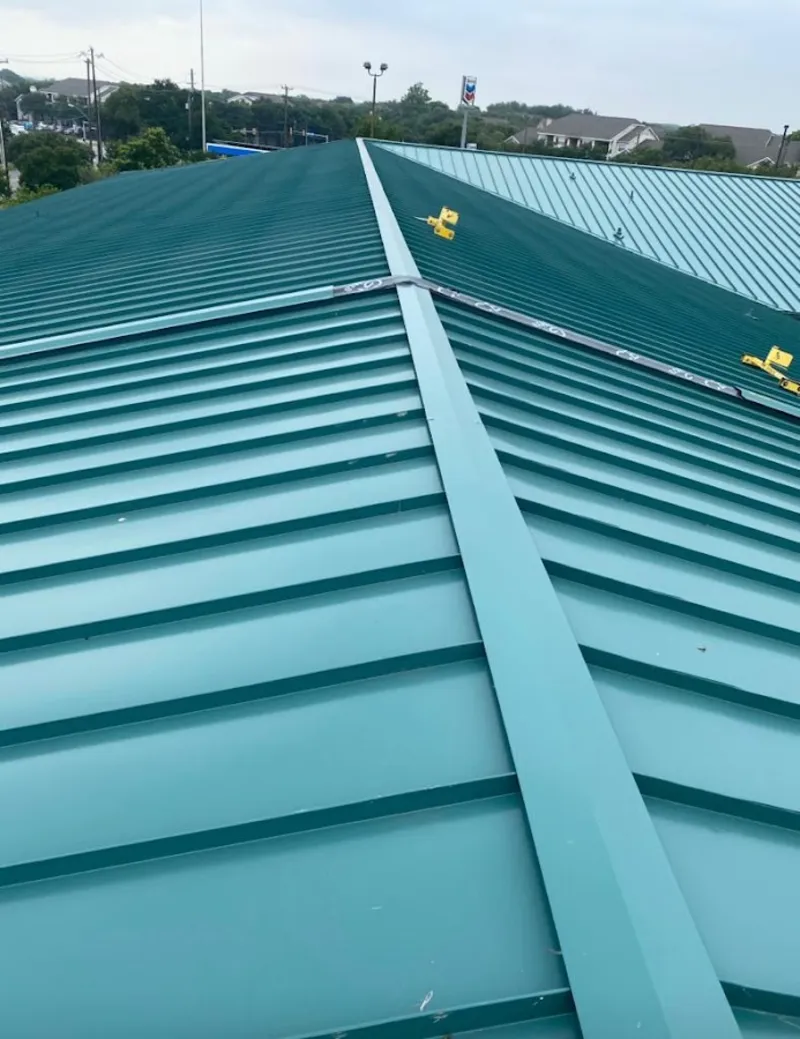 Green commercial metal roof ridge and valley for Metal Roof Repair in Eufaula